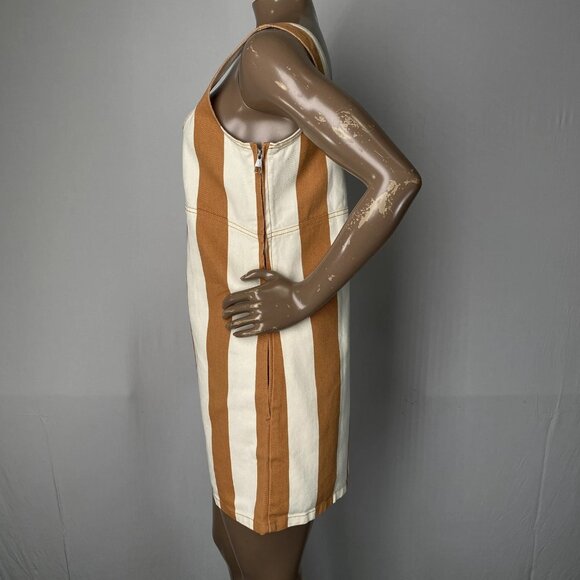 Simon Miller Women’s Sahara Striped Denim Mini Dress – Light Sand Brown/White S - Picture 10 of 12